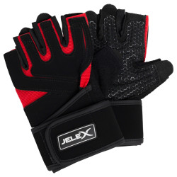 JELEX Power Premium Polstrovan� tr�ningov� rukavice �ierno-�erven� XL
