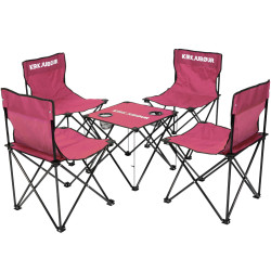 KIRKJUBOUR KIRKJUBOUR "Stjrna" Pack of 5 Camping chairs with table wine red