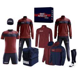 Zeus Apollo Football Kit Teamwear Box 12 pieces Navy Dark red
