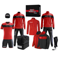 Zeus Apollo Football Kit Teamwear Box 12 pieces Black Red