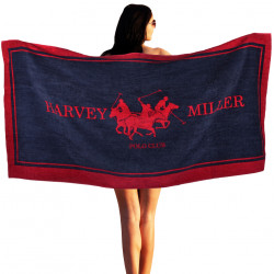 Harvey Miller Polo Club 140 x 70 Beach Towel with Gymbag HRM4420 Navy/Red
