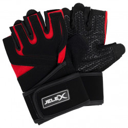 JELEX Power Premium Polstrované tréningové rukavice čierno-červené XL